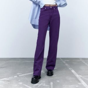 Zara Purple Wide Leg Jeans